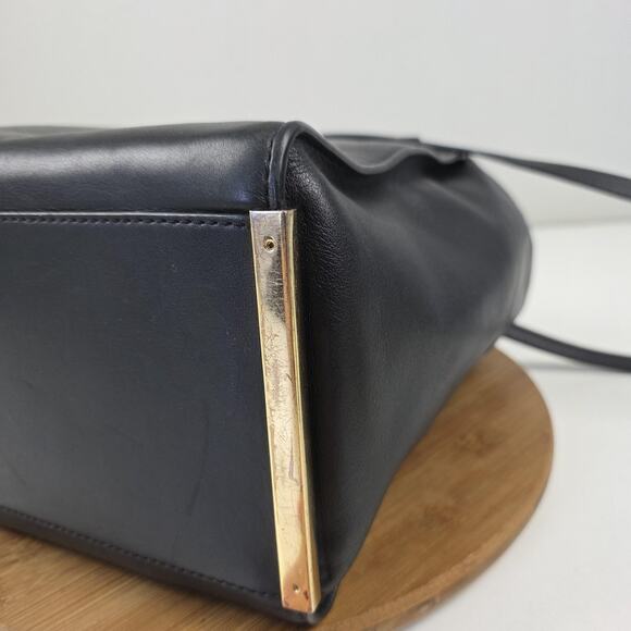 Michael Michael Kors Satchel Womens Black Leather Gold Hardware Crossbody Bag - Picture 9 of 16